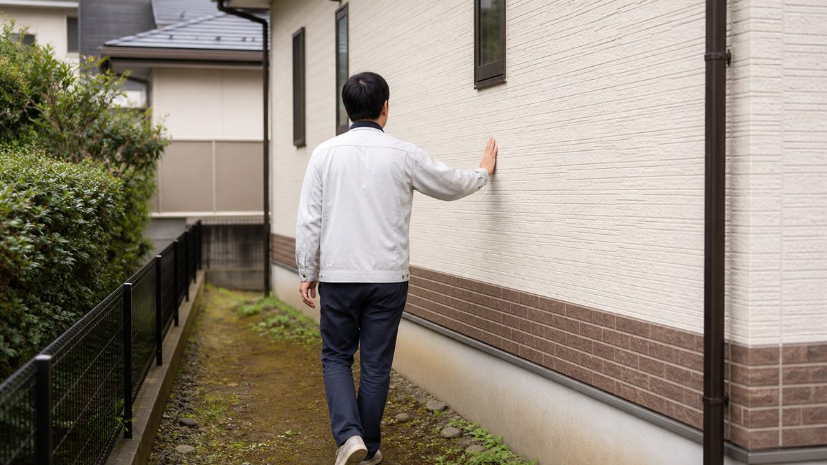 住宅の周りを歩く