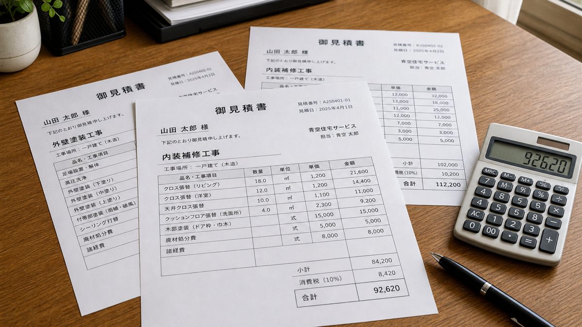 見積書と電卓