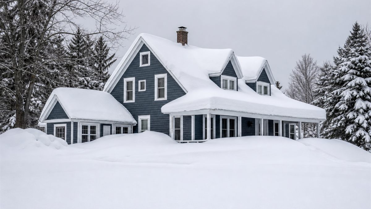 雪に埋もれた住宅