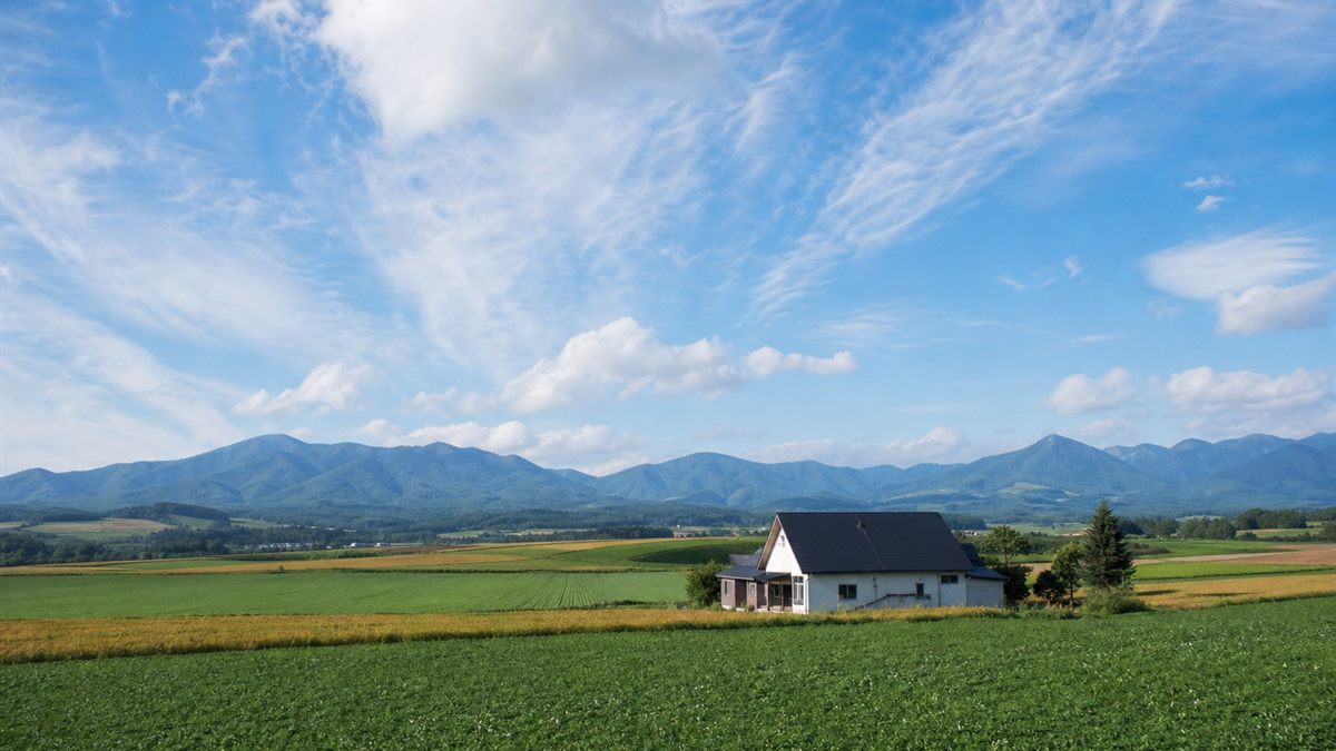 北海道の田園と住宅