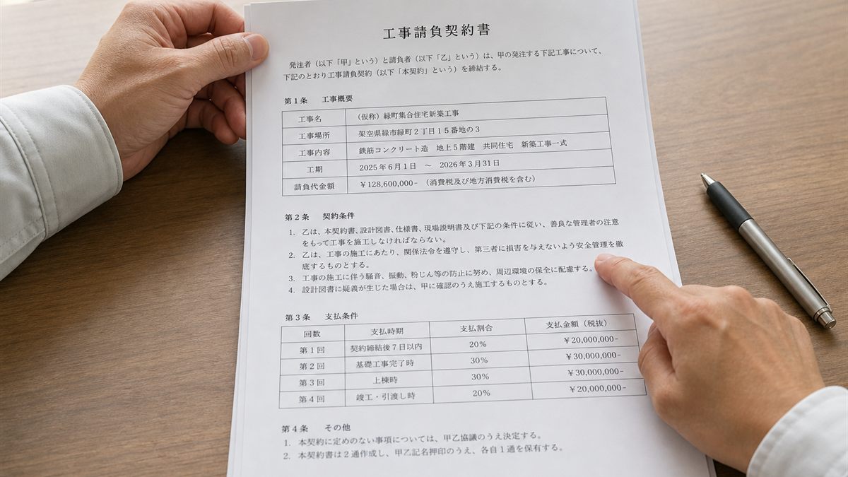 契約書を読む手元