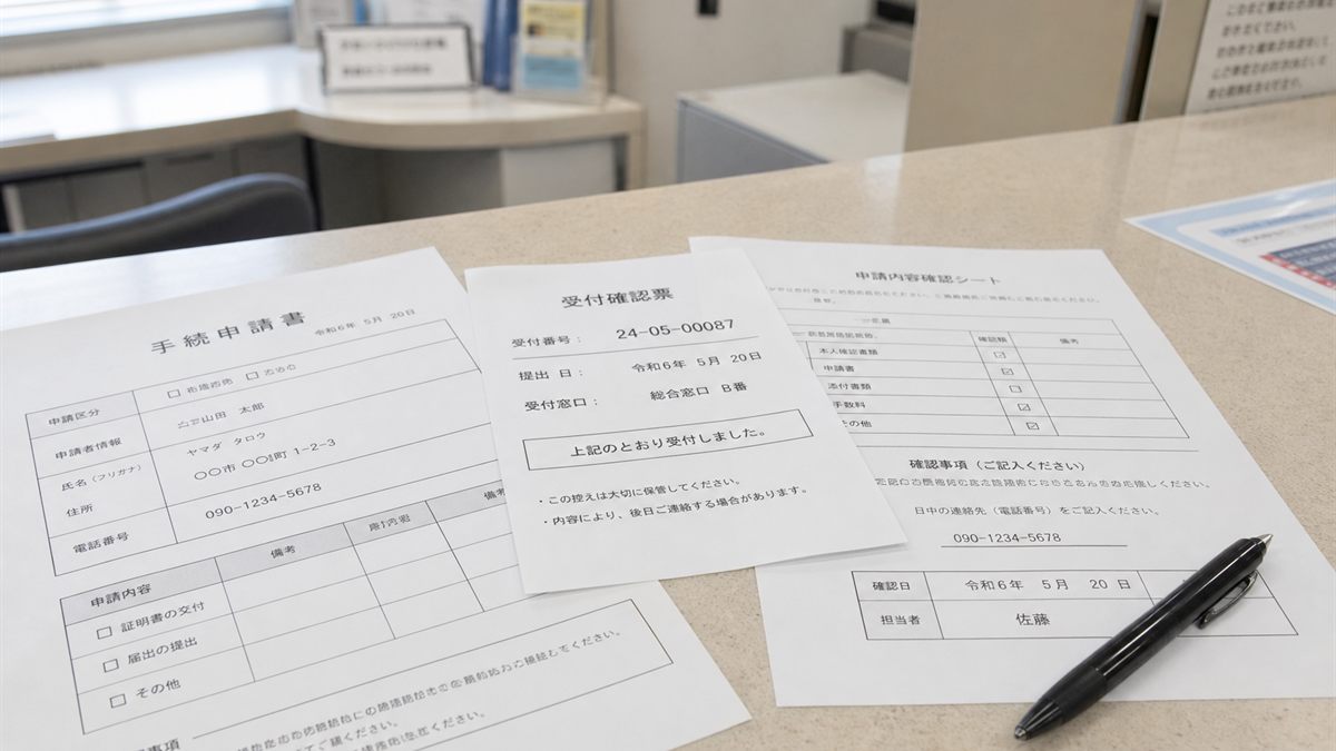 役所の窓口の書類