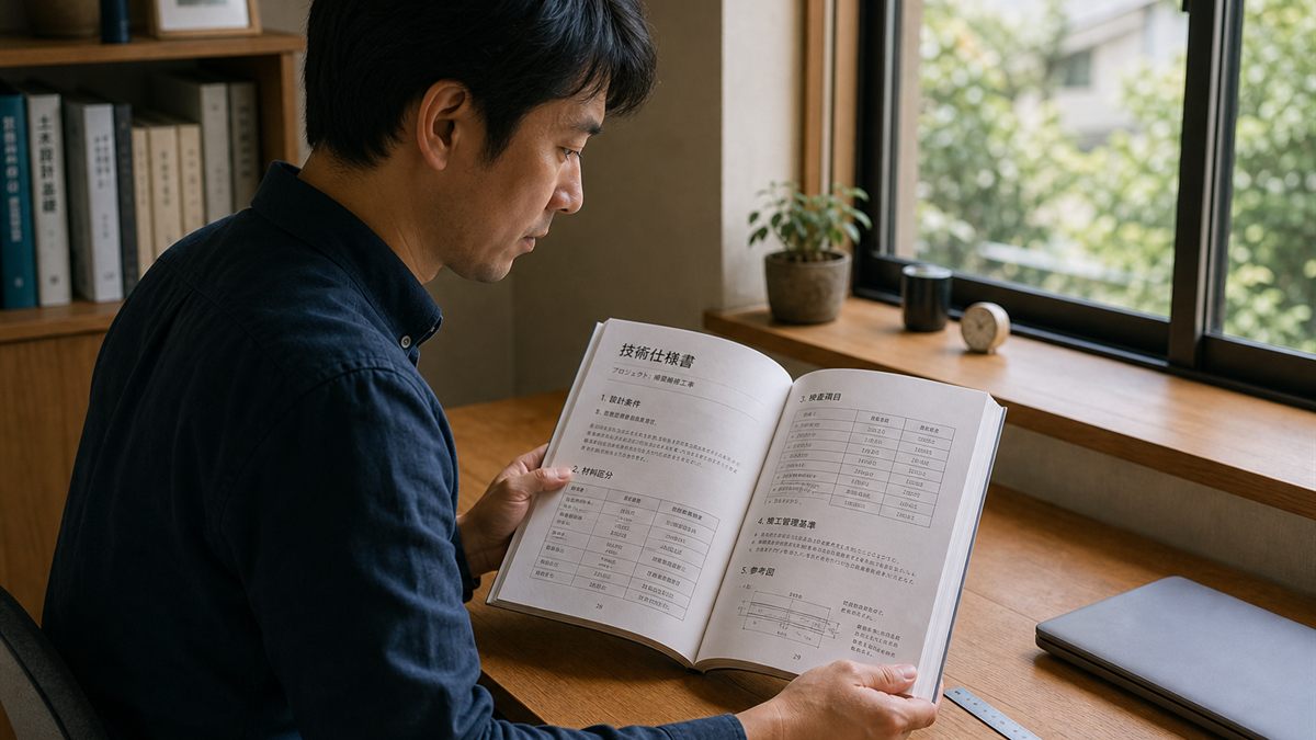 仕様書を開いて工程を確かめる