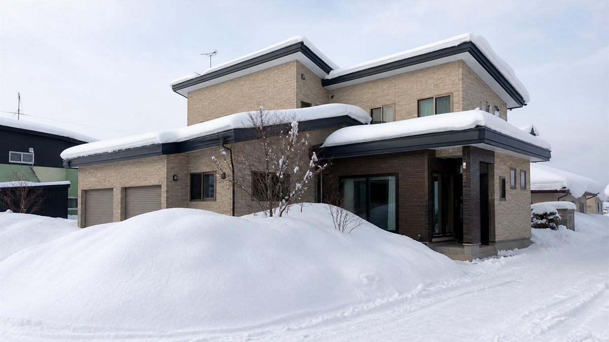 雪に囲まれた北海道の住宅