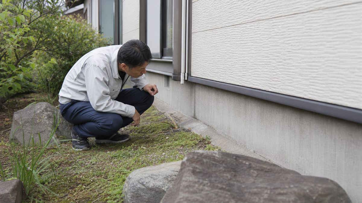 塗り替え前の基礎の立上りを見る
