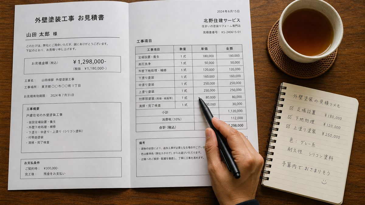 見積書の基礎の行を確かめる