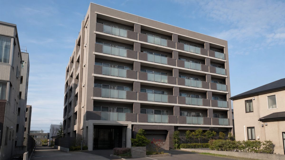 北海道の中層マンションの外観