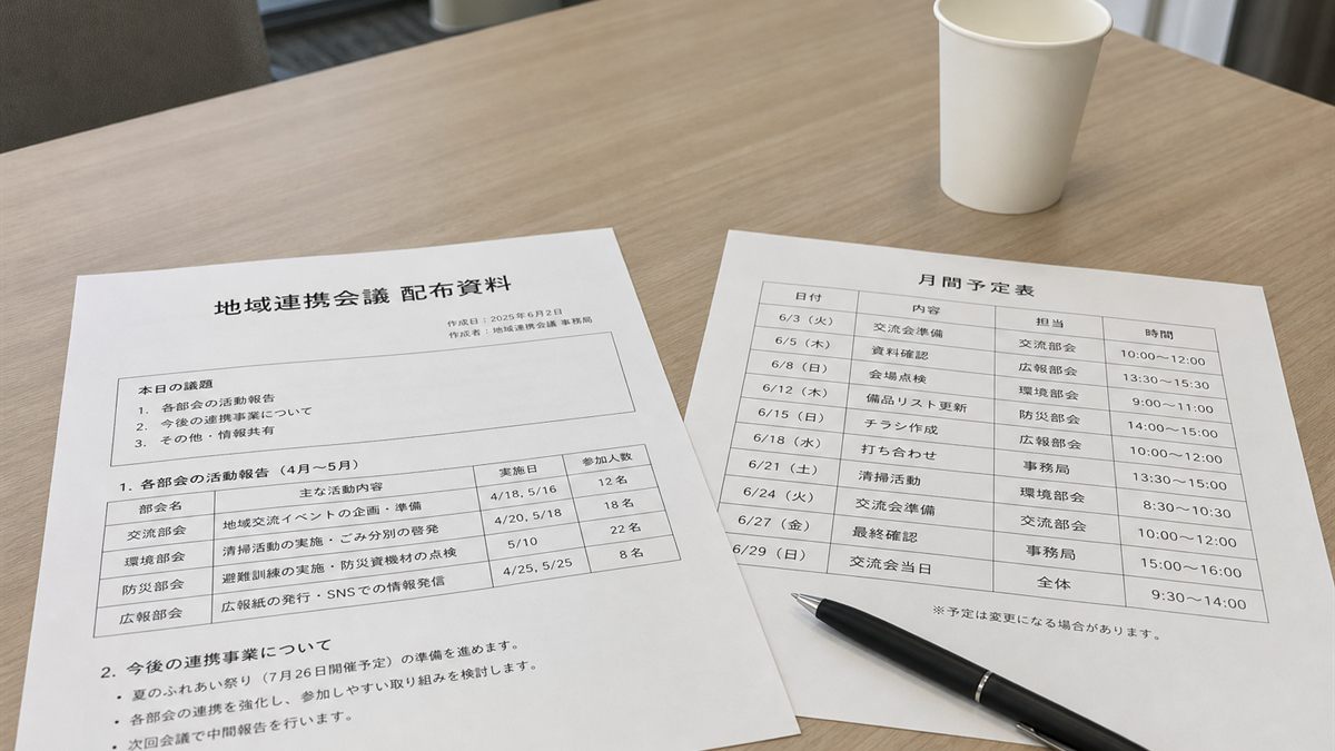説明会で配られる資料と工程表