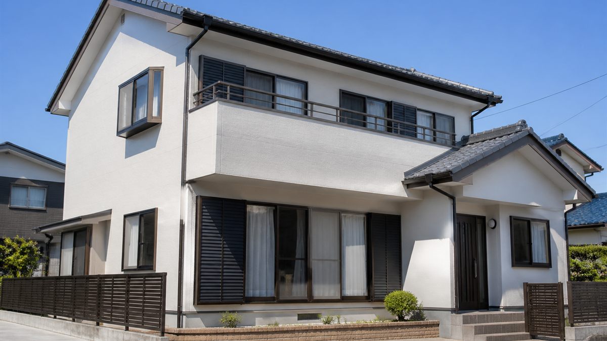 工事が終わった住宅の外壁とベランダ