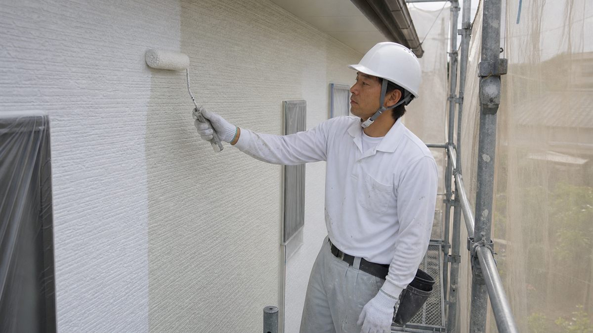 外壁を塗る作業