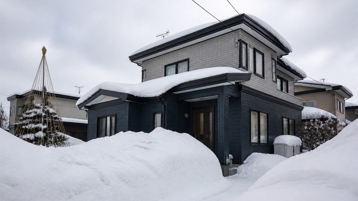 雪に囲まれた住宅