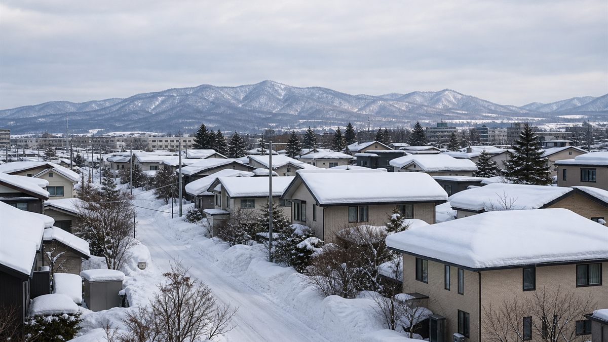 雪に覆われた北海道の住宅街