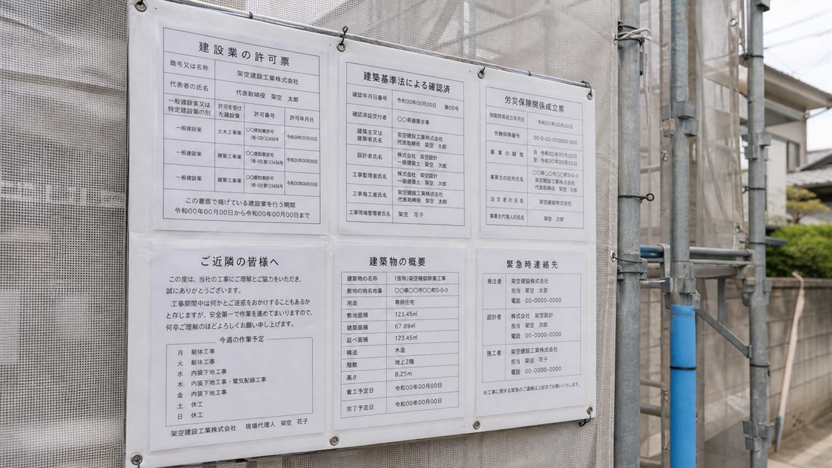 工事現場の掲示物