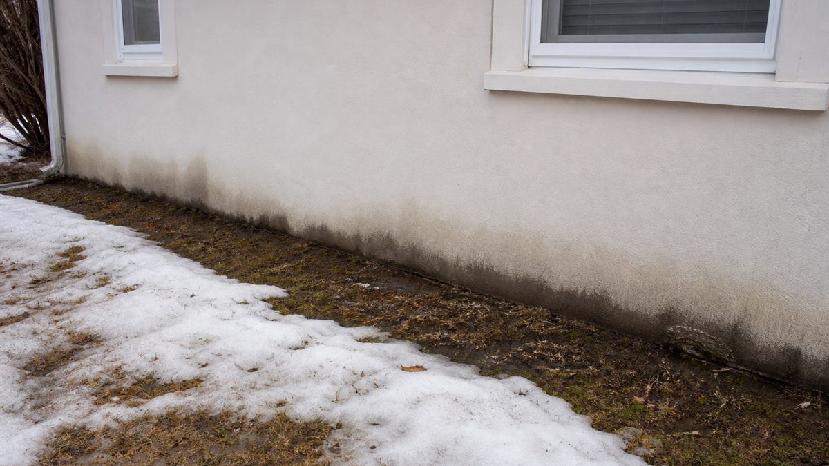 雪解け直後の外壁