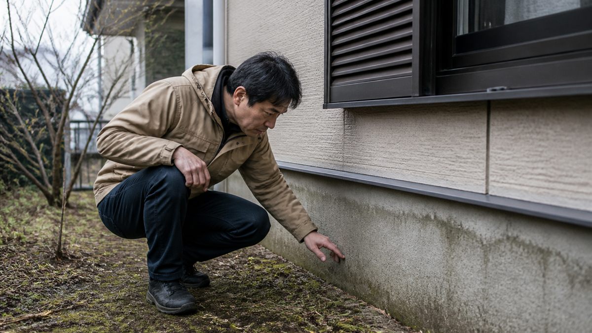 外壁の足元を確認する