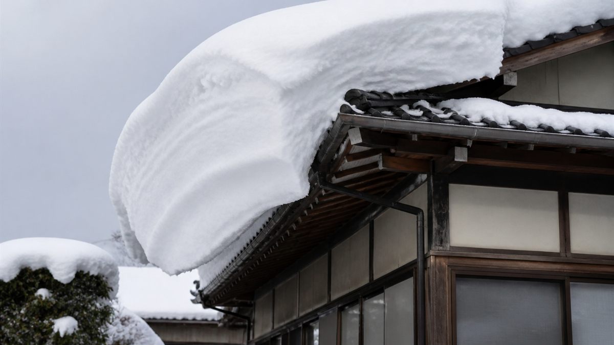 軒先に張り出した雪庇