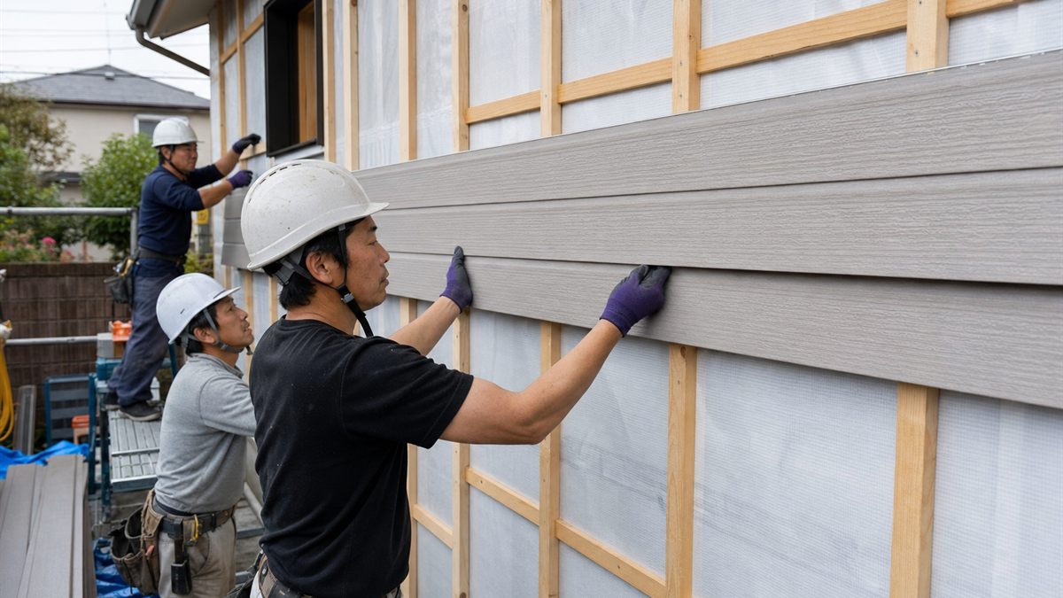 外壁材を張り替える作業